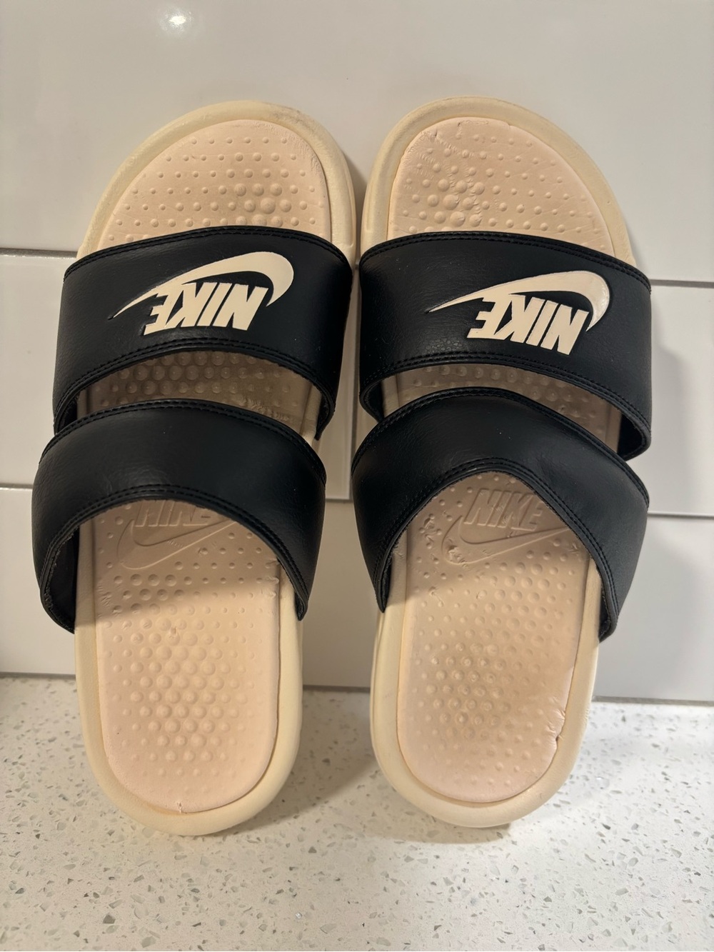 Women’s Nike Benassi Duo Ultra Slides in Black & Guava Ice